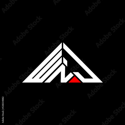 WNJ letter logo creative design with vector graphic, WNJ simple and modern logo in triangle shape. photo