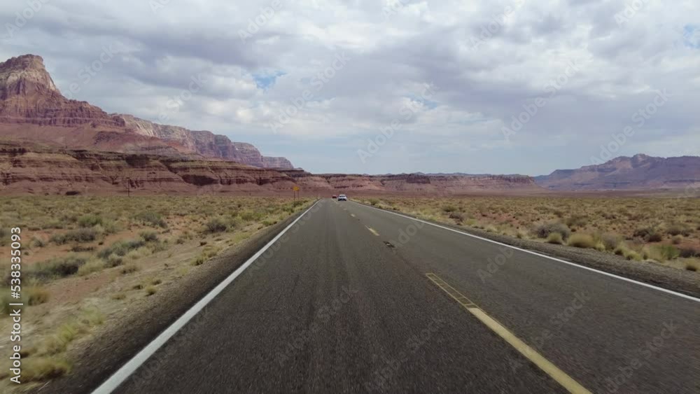 Driving Plate Grand Canyon East Rim Vermilion Cliffs Highway 89A Northbound Multicam Set 08 Rear View Arizona Southwest USA Driving Plate Grand Canyon East Rim Vermilion Cliffs Highway 89A Northbound Multicam Set 08 Rear View Arizona Southwest USA