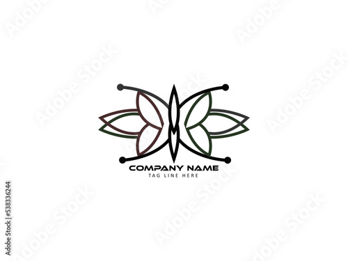 Butterfly leaf logo vector art.