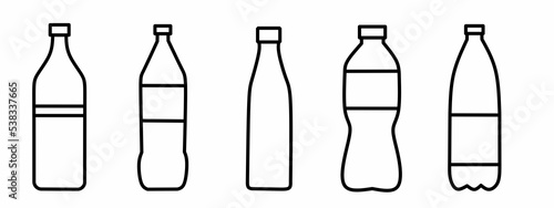 icon set for bottled water. Collection of bottle vector