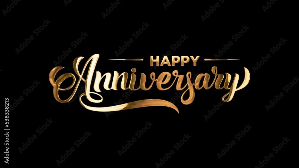 Happy Anniversary Typography Golden text animation appear on black ...
