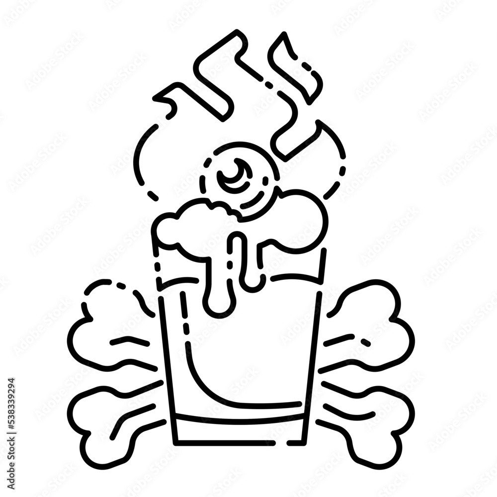 halloween drink menu with zombie eye and bone line icon. halloween drink menu with zombie eye and bone line icon.