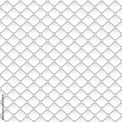 Steel grid seamless pattern, 3d metal mesh texture with circles at tops of rhombuses