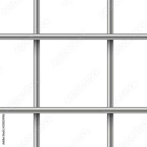 3d seamless prison cage vector illustration. Realistic metal jail bars, iron grid mesh of crossed rods, closed square gaol lattice from pipes for arrest and punishment of criminals in jailhouse