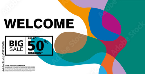 Colorful abstract geometric or fluid banner template. Giveaway, discount, cash back, gift card, and member card bonus design template.