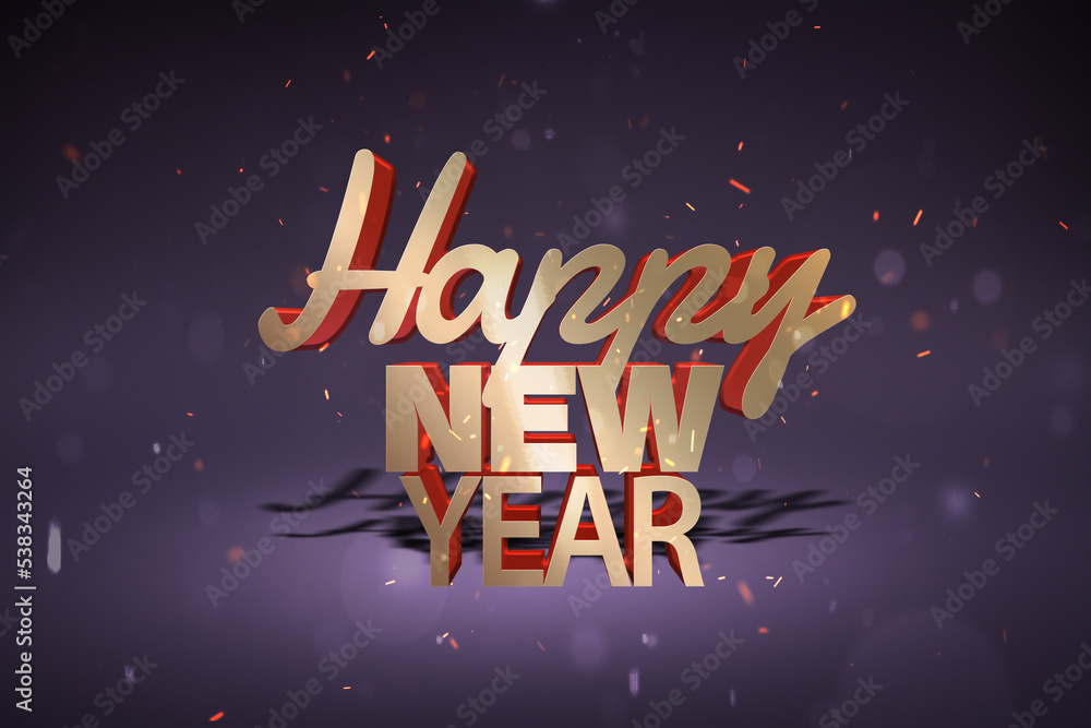 Christmas Celebration Sparkles Creates Happy New Year Text on Purple Christmas Celebration Sparkles Creates Happy New Year Text on Purple