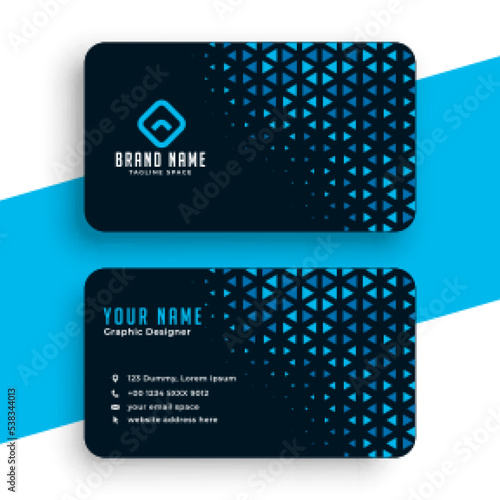 Corporate black and blue modern halftone business card template
