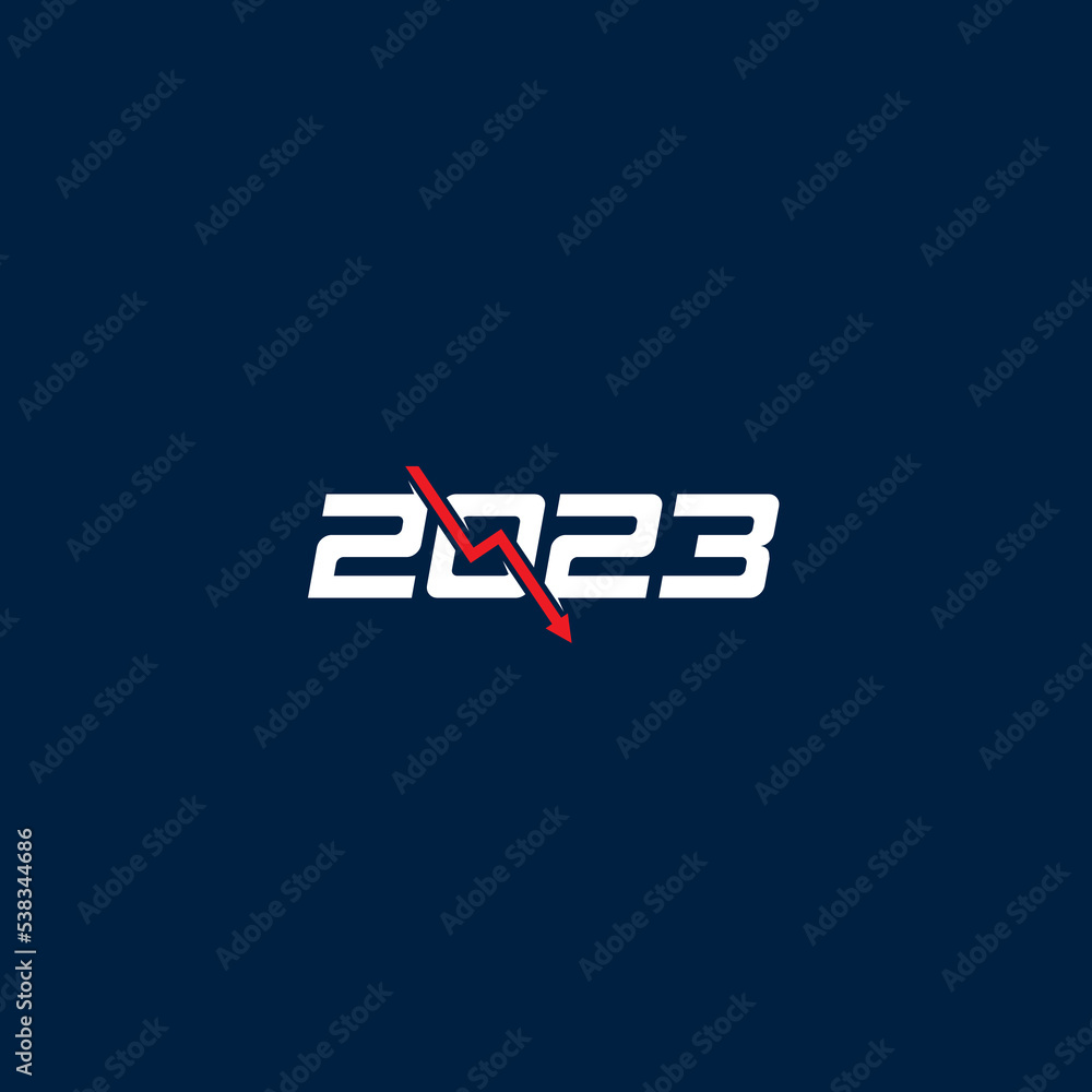 2023 and Arrow Down logo or icon design
