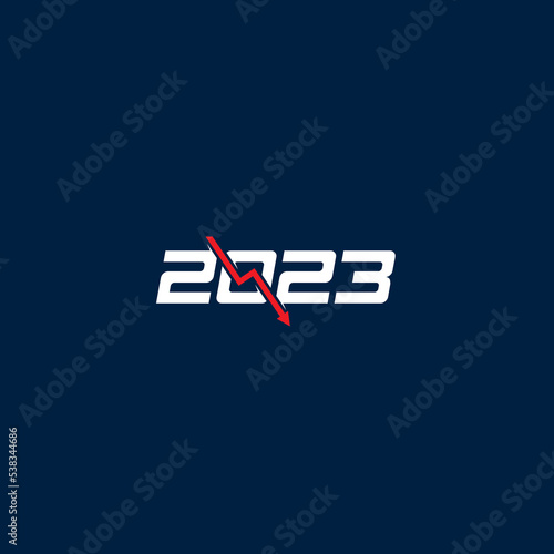 2023 and Arrow Down logo or icon design