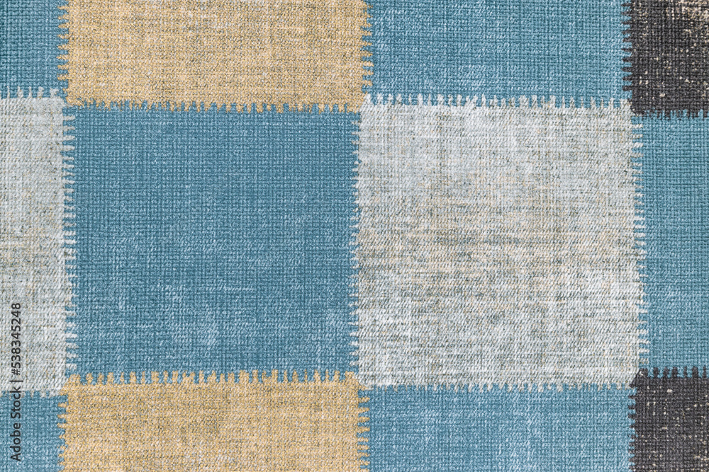 Fototapeta premium Cotton fabric texture background, seamless pattern with geometric ornament
