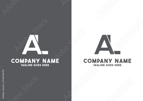 AL letter black and white logo template - AL logo - AL