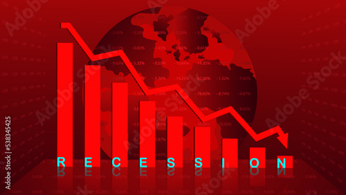 Global Recession Background. illustration of economic recession with red arrow symbol falling down
