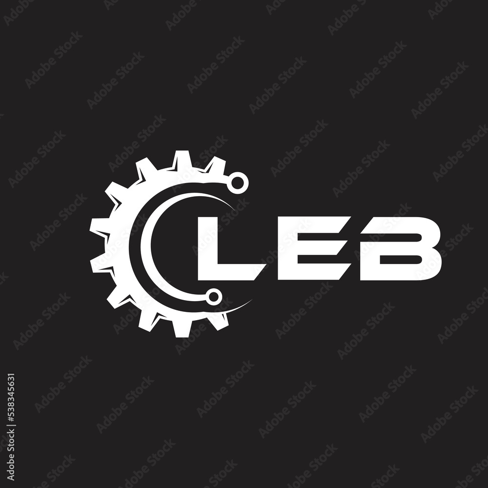 LEB letter technology logo design on black background. LEB creative initials letter IT logo concept. LEB setting shape design.
