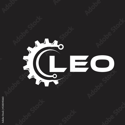 LEO letter technology logo design on black background. LEO creative initials letter IT logo concept. LEO setting shape design.
