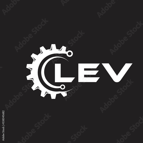LEV letter technology logo design on black background. LEV creative initials letter IT logo concept. LEV setting shape design.
