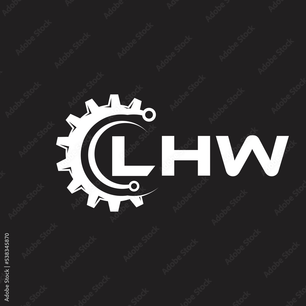 Obraz premium LHW letter technology logo design on black background. LHW creative initials letter IT logo concept. LHW setting shape design. 