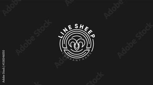 Line art Sheep vector icon animal logo design illustration