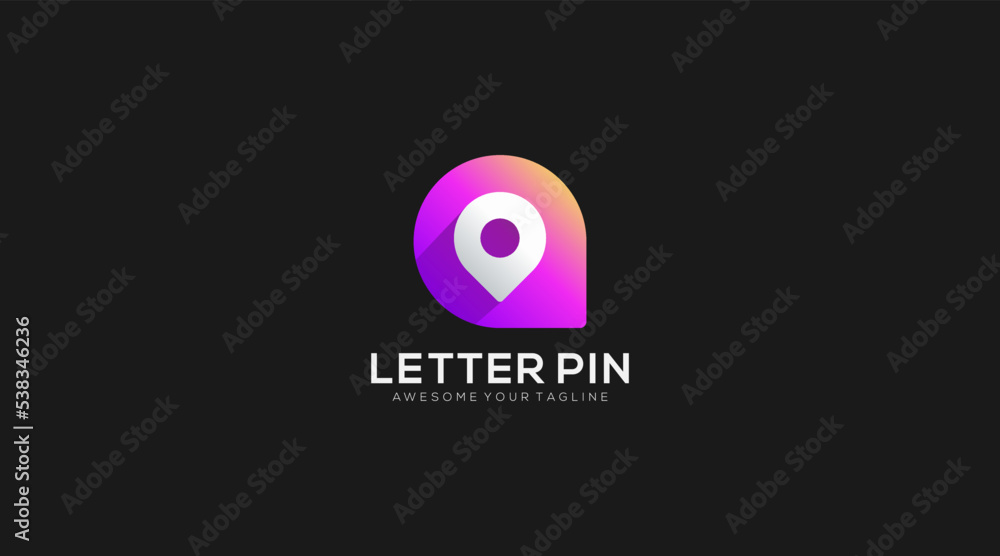 Pin Logo Concept sign icon symbol Design with Letter A Pin Logo Concept sign icon symbol Design with Letter A