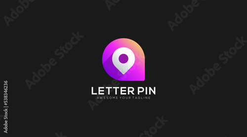 Pin Logo Concept sign icon symbol Design with Letter A
