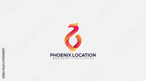 creative vector of phoenix as a pin spot locator logo design