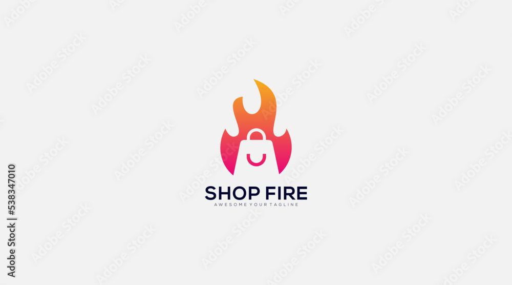 online shopping fire in bag Logo Design Vector online shopping fire in bag Logo Design Vector