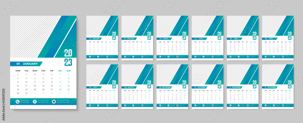 2023 wall calendar design with Monthly printable business calendars ...