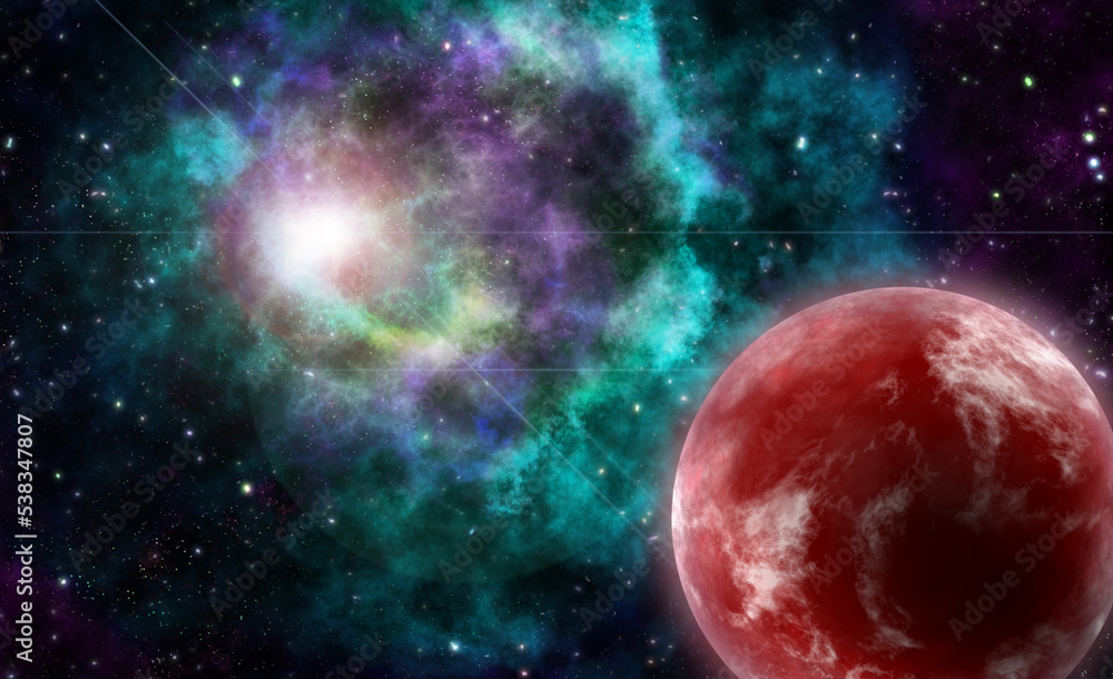 Obraz premium Space illustration of planets and stardust.