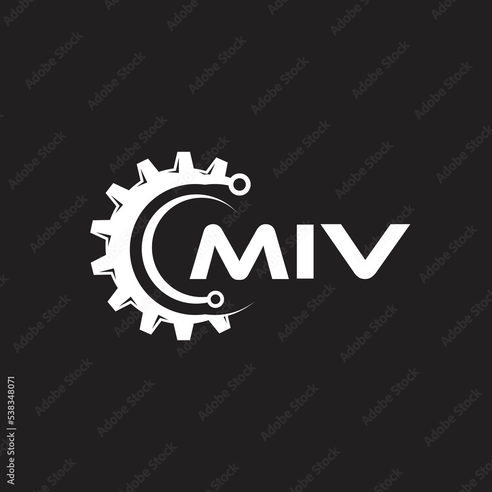 MIV letter technology logo design on black background. MIV creative initials letter IT logo concept. MIV setting shape design.
