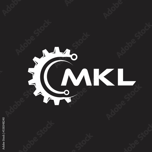 MKL letter technology logo design on black background. MKL creative initials letter IT logo concept. MKL setting shape design.
 photo