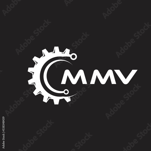 MMV letter technology logo design on black background. MMV creative initials letter IT logo concept. MMV setting shape design. 