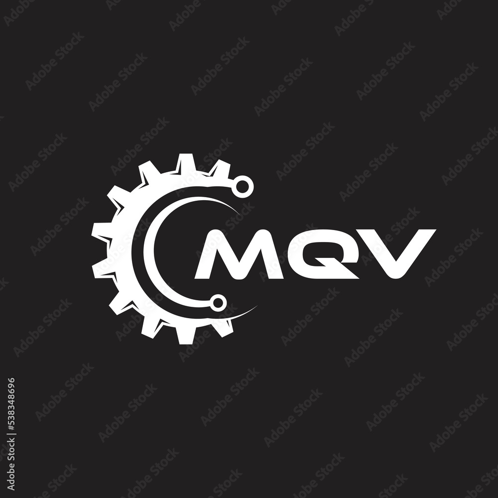 Fototapeta premium MQV letter technology logo design on black background. MQV creative initials letter IT logo concept. MQV setting shape design.