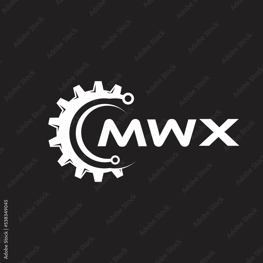 MWX letter technology logo design on black background. MWX creative initials letter IT logo concept. MWX setting shape design.

