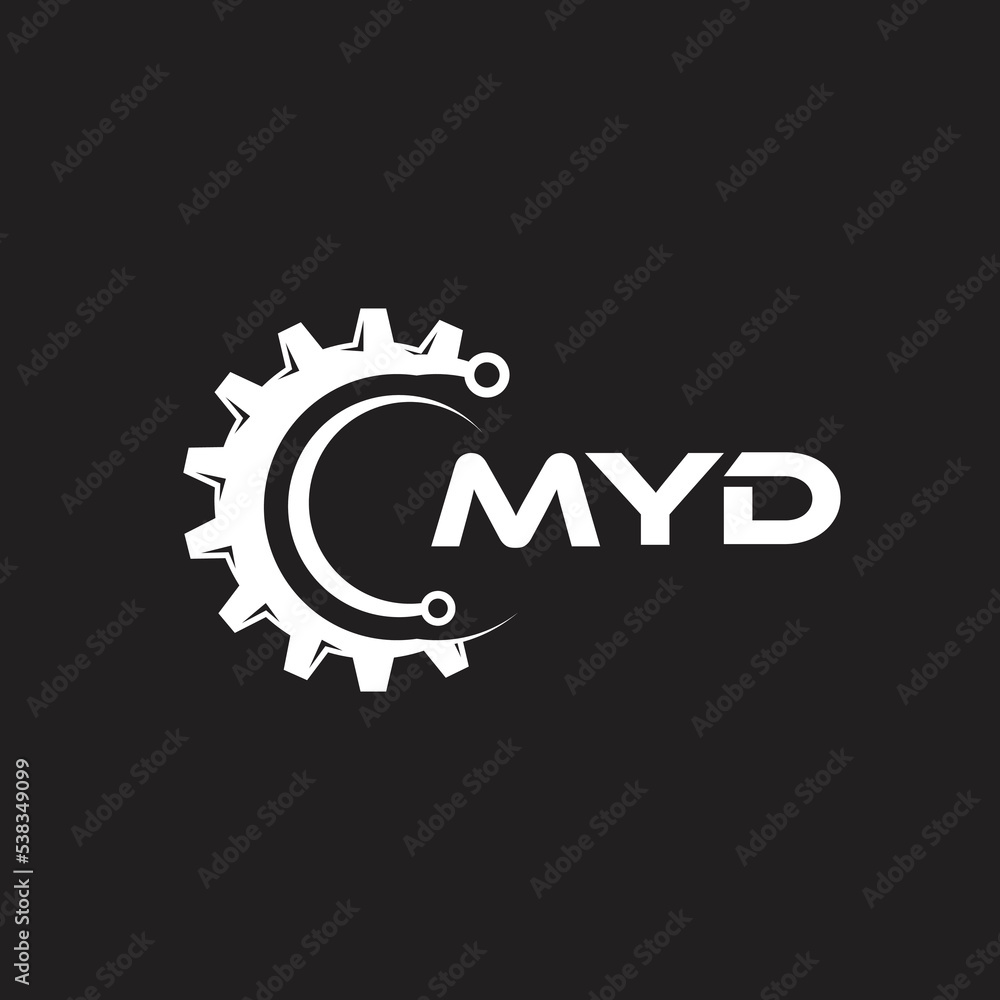 MYD letter technology logo design on black background. MYD creative initials letter IT logo concept. MYD setting shape design.
 - obrazy, fototapety, plakaty 