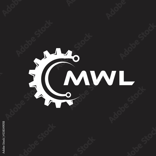 MWL letter technology logo design on black background. MWL creative initials letter IT logo concept. MWL setting shape design.
 photo