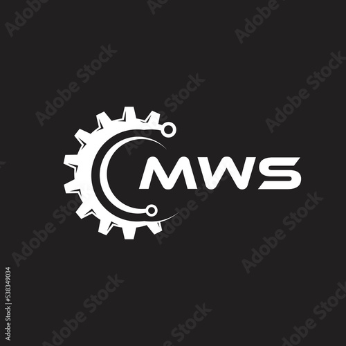 MWS letter technology logo design on black background. MWS creative initials letter IT logo concept. MWS setting shape design.
