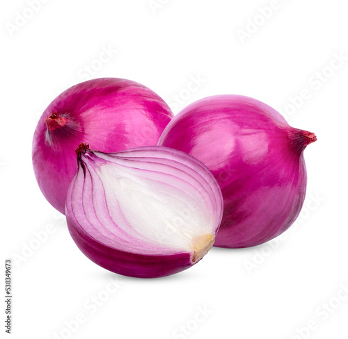 Fototapeta Fresh red onion isolated on transparent background (.PNG)