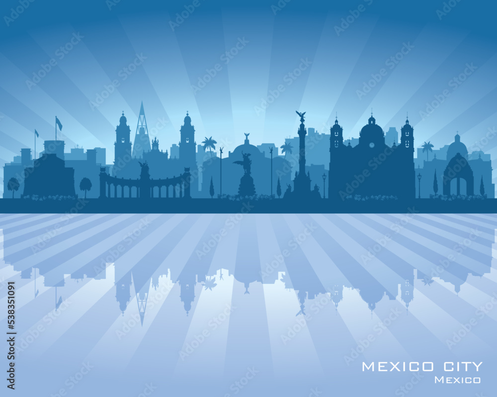 Mexico city skyline vector silhouette