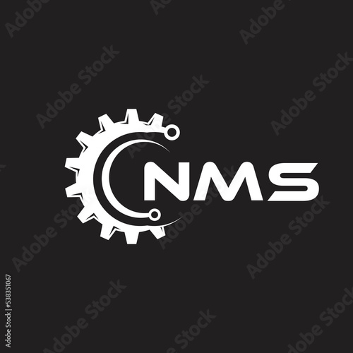 NMS letter technology logo design on black background. NMS creative initials letter IT logo concept. NMS setting shape design.
 photo
