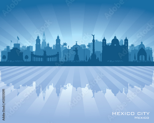Mexico city skyline vector silhouette