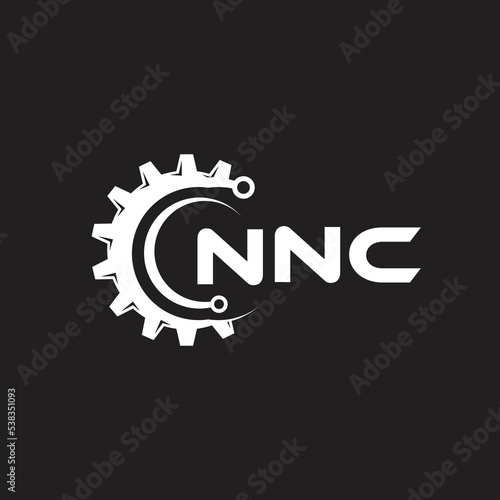 NNC letter technology logo design on black background. NNC creative initials letter IT logo concept. NNC setting shape design. 