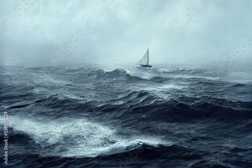 Fotografia boat in stormy sea