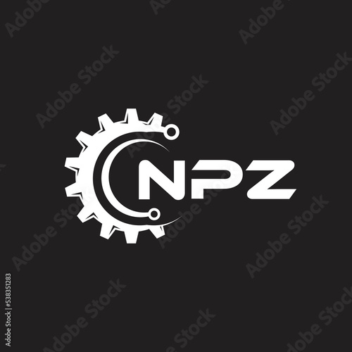 NPZ letter technology logo design on black background. NPZ creative initials letter IT logo concept. NPZ setting shape design. 