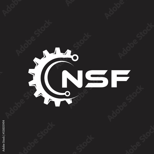 NSF letter technology logo design on black background. NSF creative initials letter IT logo concept. NSF setting shape design.
 photo