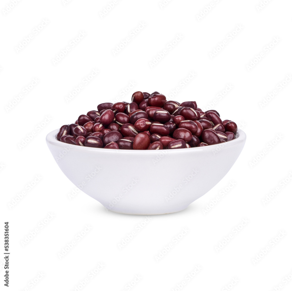 Red bean seeds in a white cup isolated on transparent background (.PNG) Red bean seeds in a white cup isolated on transparent background (.PNG)