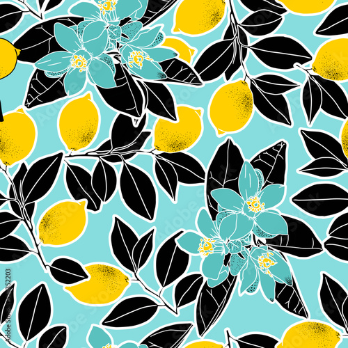 Vector lemon seamless pattern