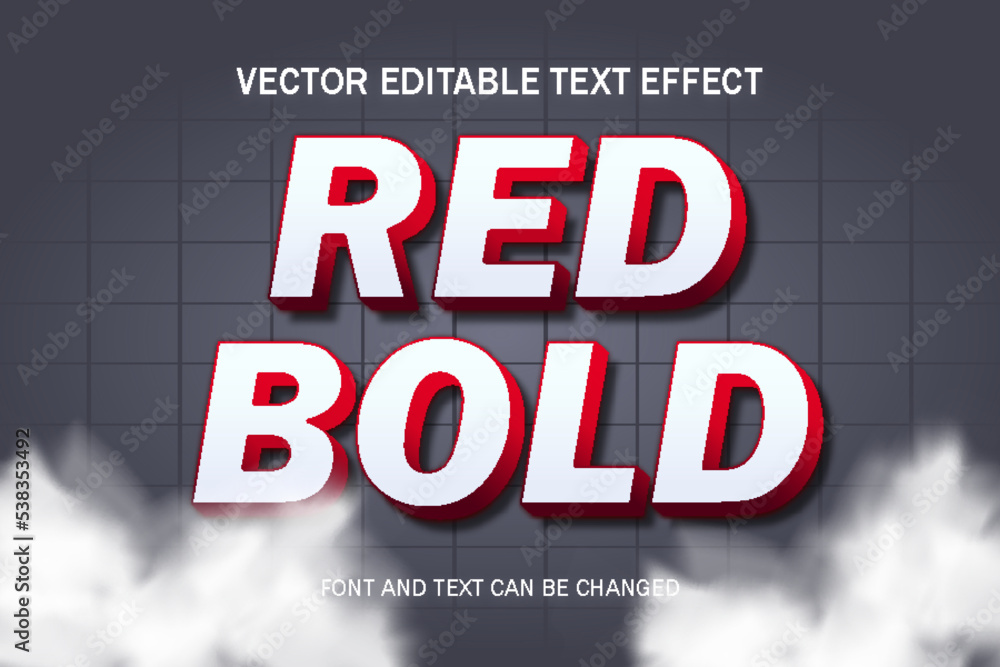 red bold typography lettering 3d editable text effect font style template background banner