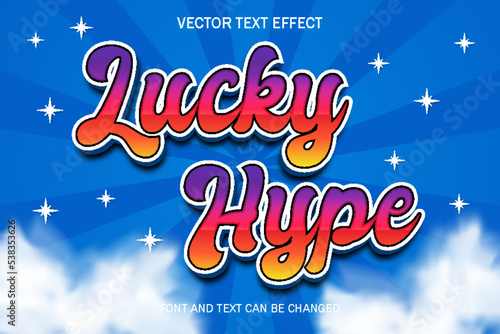 lucky hype font typography 3d editable text effect style lettering template background