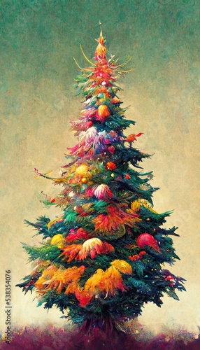 Christmas Tree, avant-garde, high-chroma, fine details