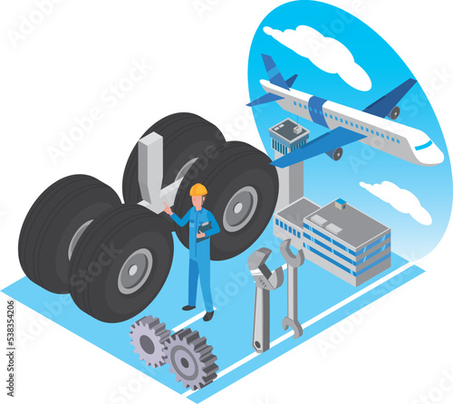 航空機の整備をする男性整備士