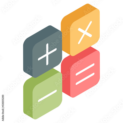 Vector design of calc sign, isometric icon